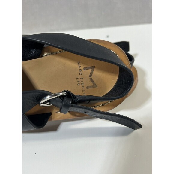 Marc Fisher Black Leather Strappy Sandals Sz. 8 - Picture 3 of 5